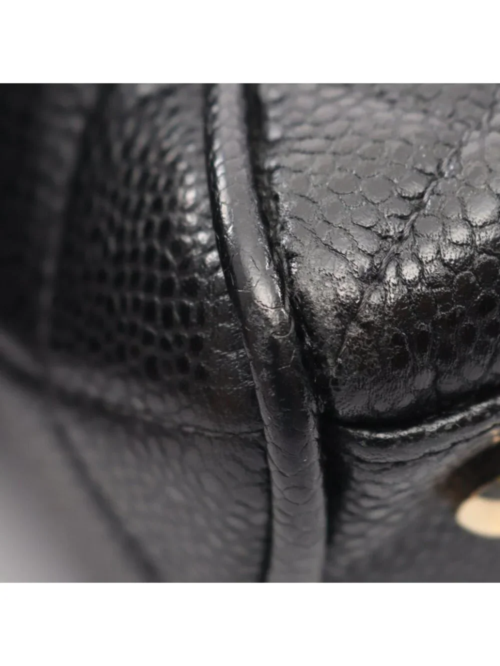 Chanel Handbag Quilted Black Caviar Leather CC Logo Mini